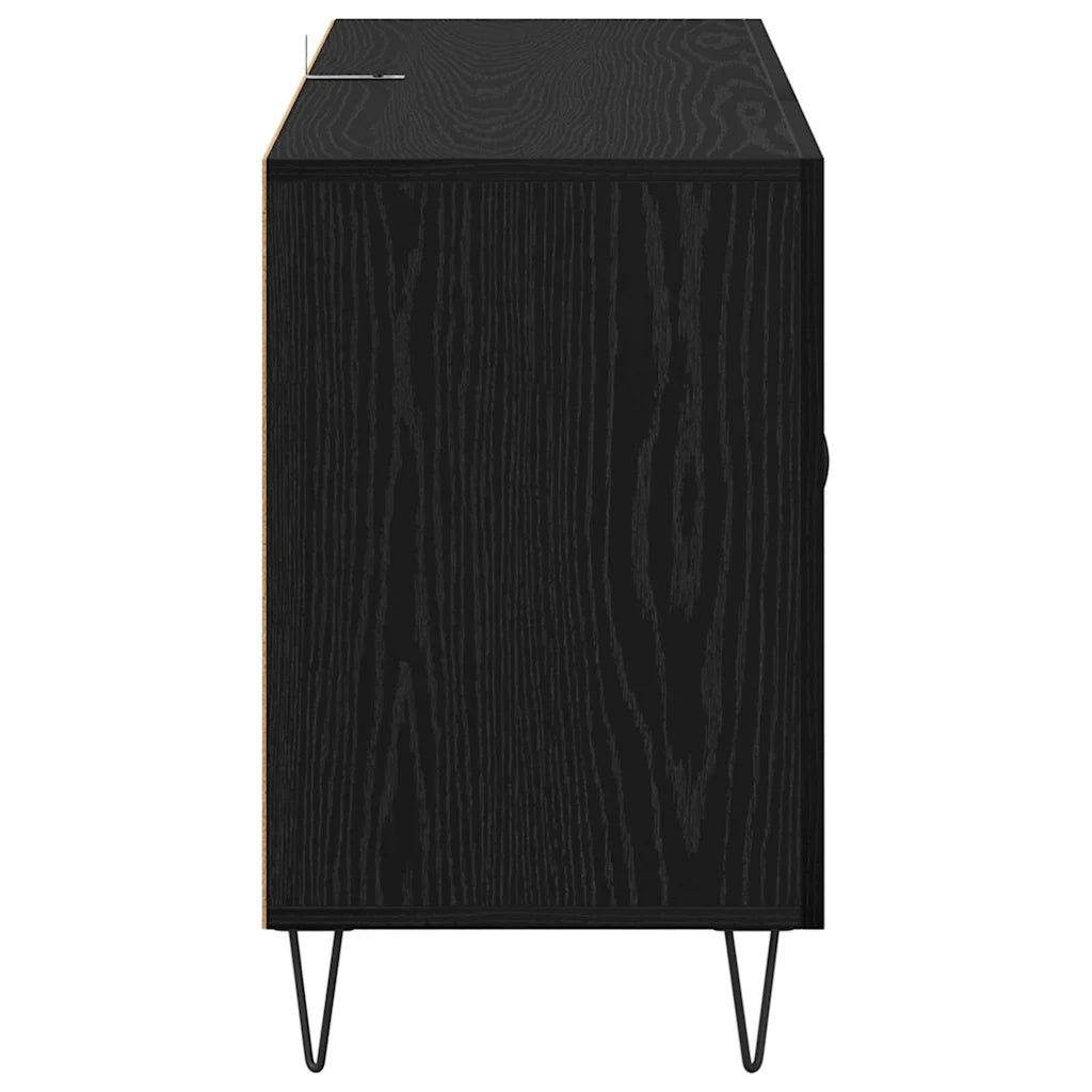 Credenza-Buffet-Armadio da cucina Rovere Nero 100 x 36 x 60 cm Legno multistrato 443556