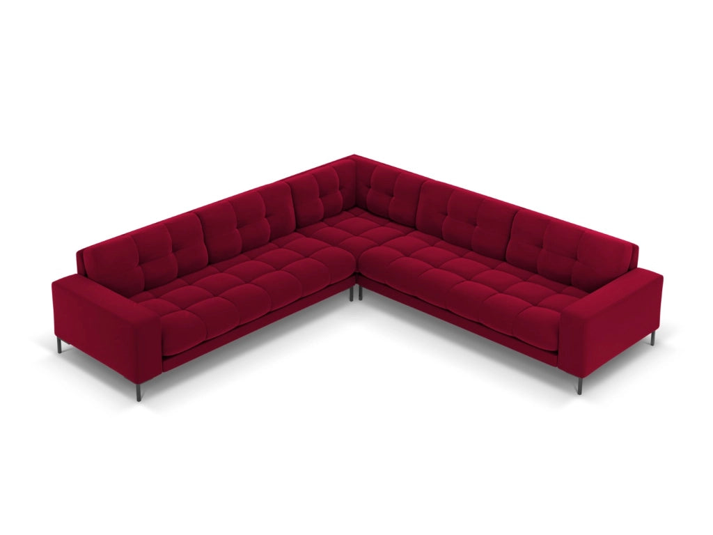 Cosmopolitan Design - Divano angolare reversibile "Bali" 6 posti in velluto rosso 