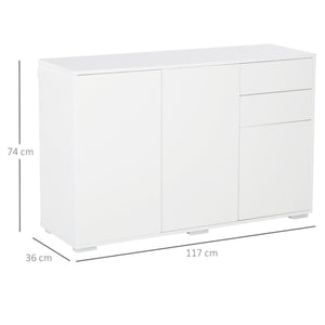 Mobile Multiuso 117x36x74 cm 2 Cassetti 3 ante  Bianco