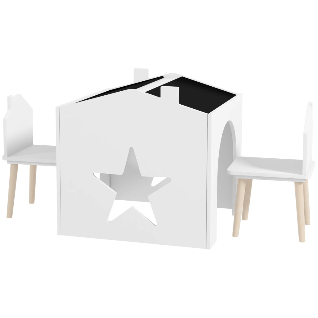 Tavolo da pranzo per bambini con 2 sedie ¨C zephmum ¨C bianco, MDF e pino