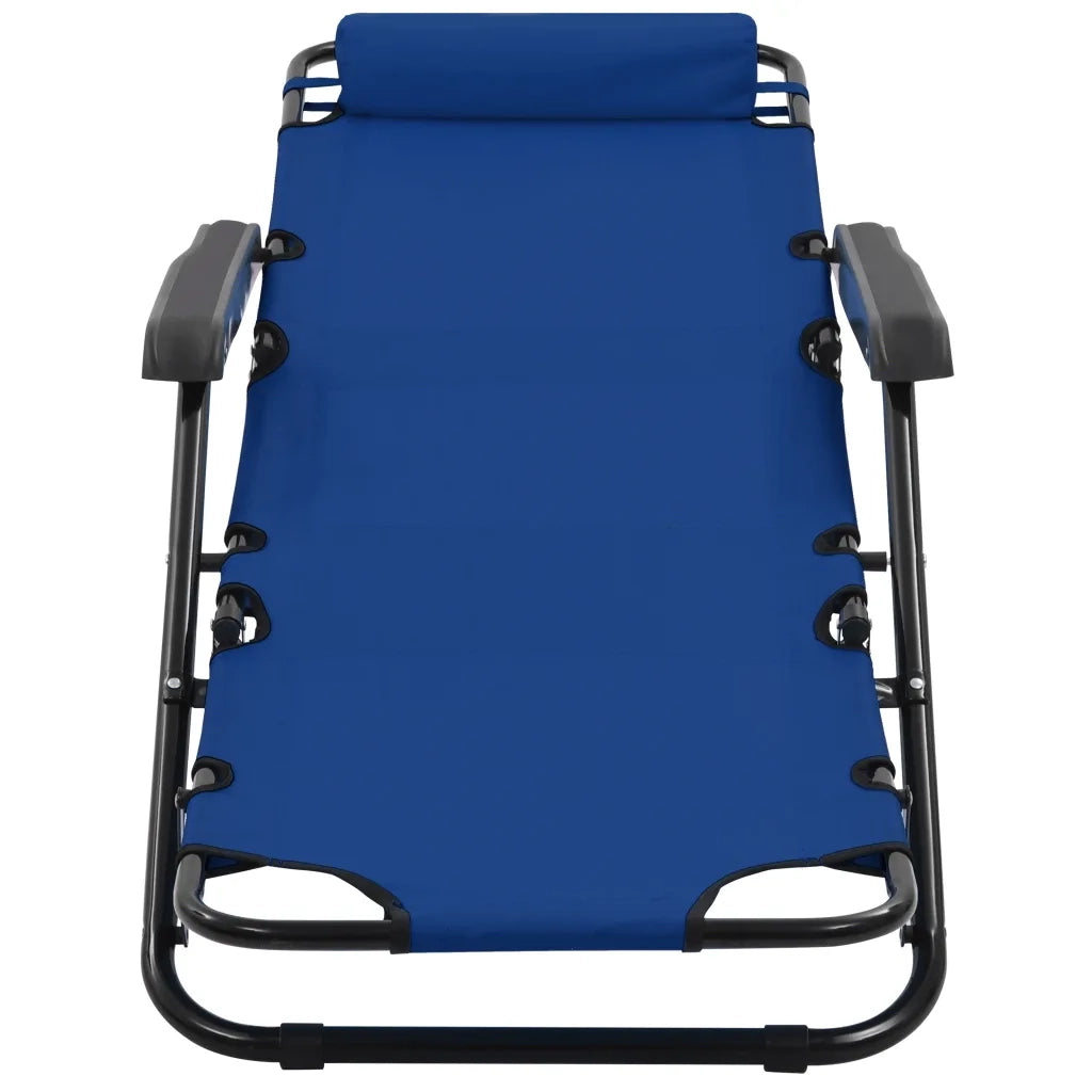 Lettini Prendisole 2 pz Pieghevoli con Poggiagambe Acciaio Blu 44342