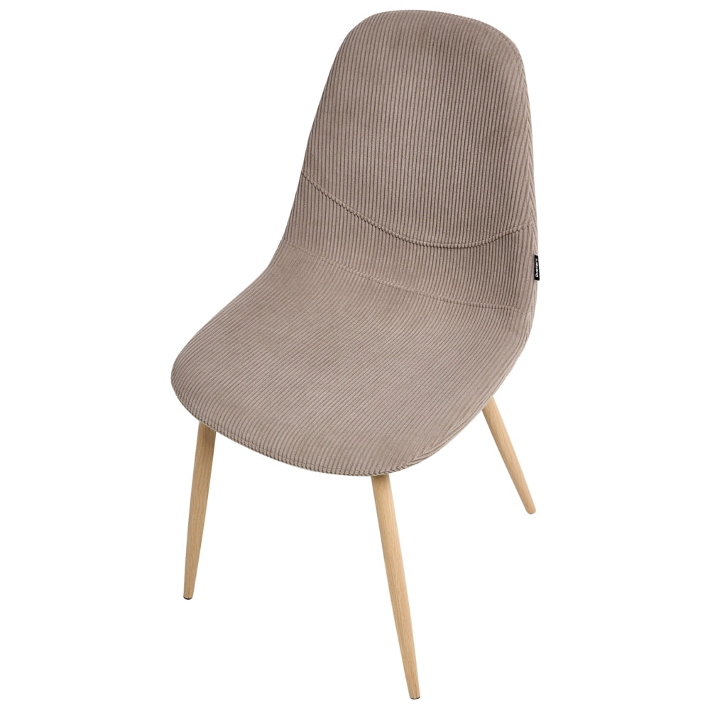 Set di 2 sedie da pranzo Struttura in tessuto tortora Seduta in velluto a coste Design moderno senza braccioli