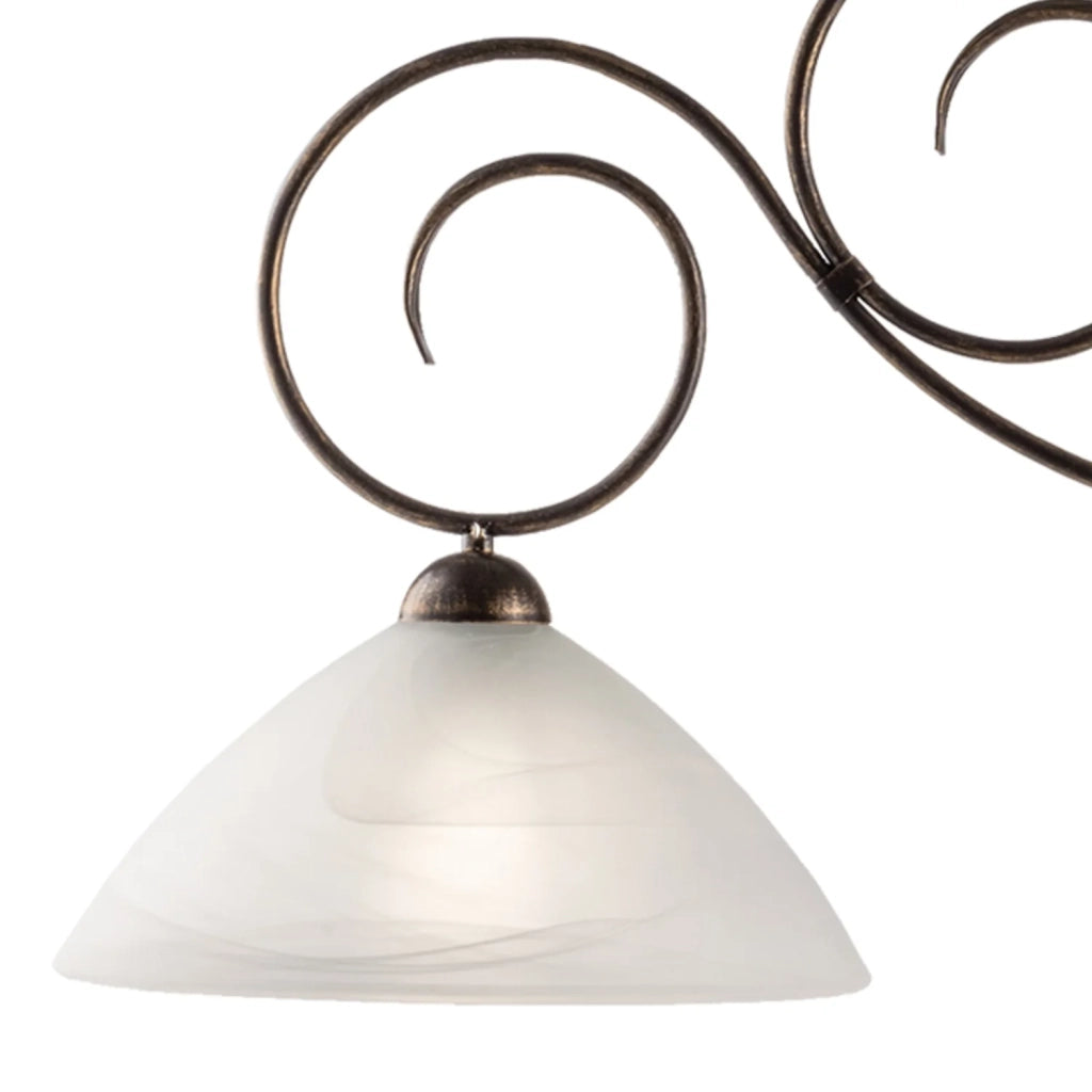 Lampadario Rustico Milly 2 Luci Marrone e Bianco LuceArt Classic