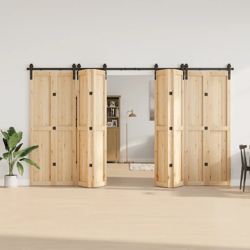Kit di Binari per Porte Scorrevoli 366 cm Acciaio Nero CFW9918259