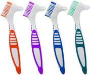 Set di Spazzole per Protesi 4 pezzi - Spazzola per Dentiera con Doppio Capo - Spazzola per Pulizia Protesi - Setole a Multi Strati - Materiale PP e Nylon - Lunghezza 16cm, Larghezza 3.3cm - Spazzola per Protesi