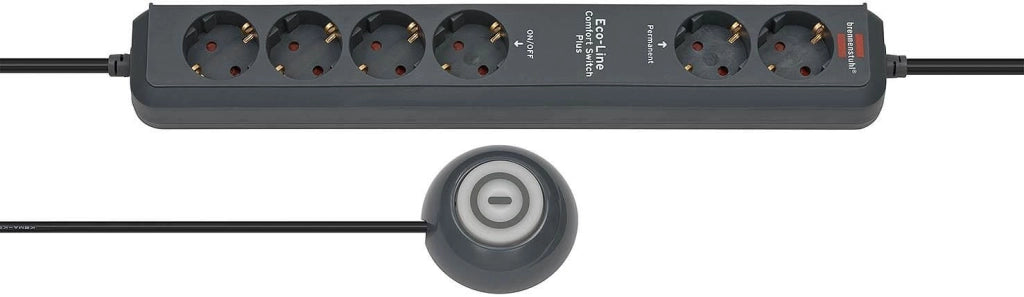 Brennenstuhl Eco-Line Comfort Switch prolunghe e multiple 2 m 6 presa(e) AC Antracite