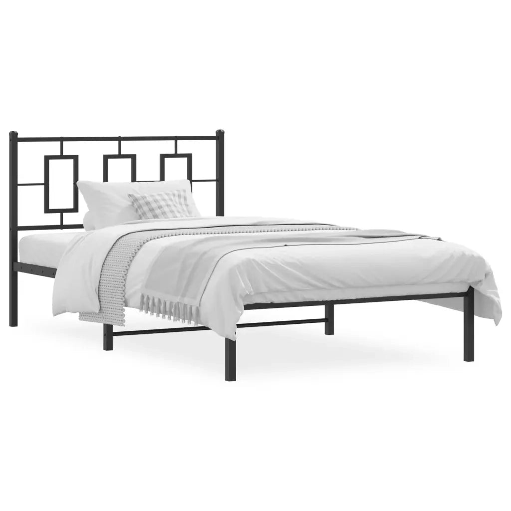 Letto singolo | Letto per adulti | Giroletto con Testiera in Metallo Nero 107x203 cm