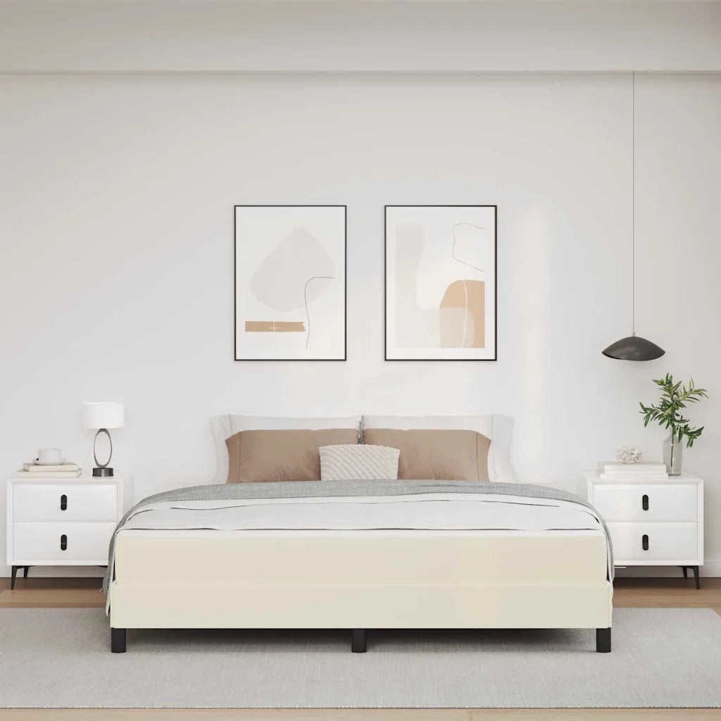 Struttura del letto con materasso Crema 180 x 200 cm Tessuto