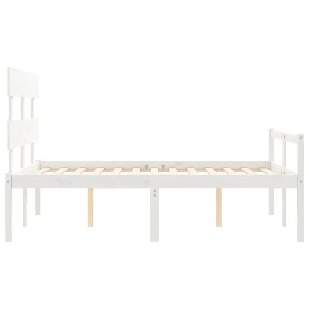 Letto per Anziani-Struttura Letto per Anziani  Bianco Testiera Small Double Legno Massello 749025