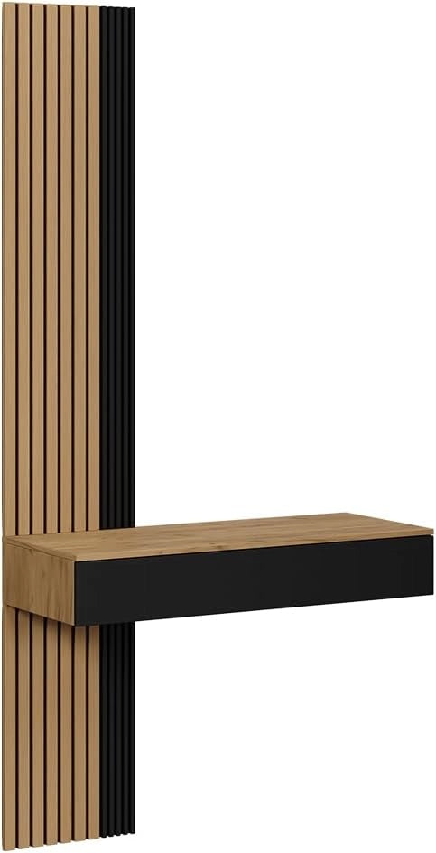 Vicco Tavolo da toeletta Melina, Quercia/nero, 100 cm con 2 cassetti