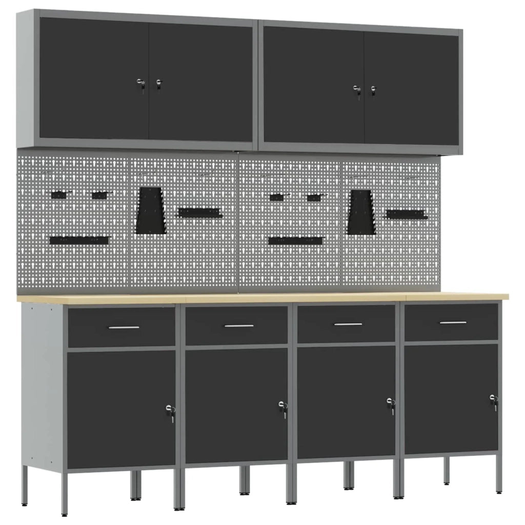 Mobile da lavoro 10 pcs Nero Legno ingegnerizzato e acciaio 3321482