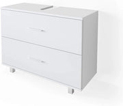 Mobile sottolavabo per bagno Ilias, Bianco, 80 x 60.8 cm, con ritaglio per sifone e aperture di ventilazione laterali