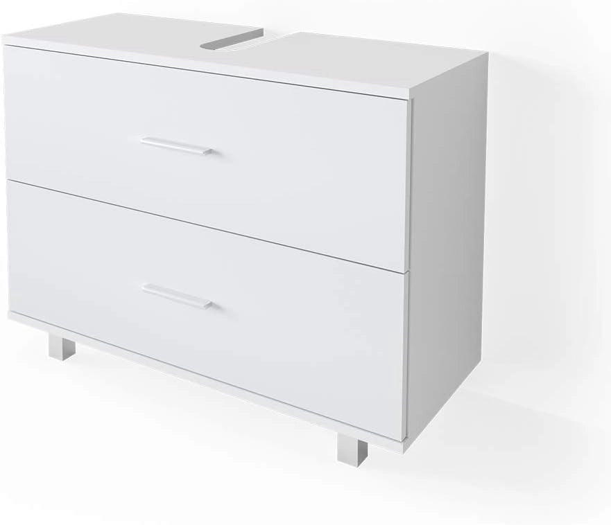 Mobile sottolavabo per bagno Ilias, Bianco, 80 x 60.8 cm, con ritaglio per sifone e aperture di ventilazione laterali