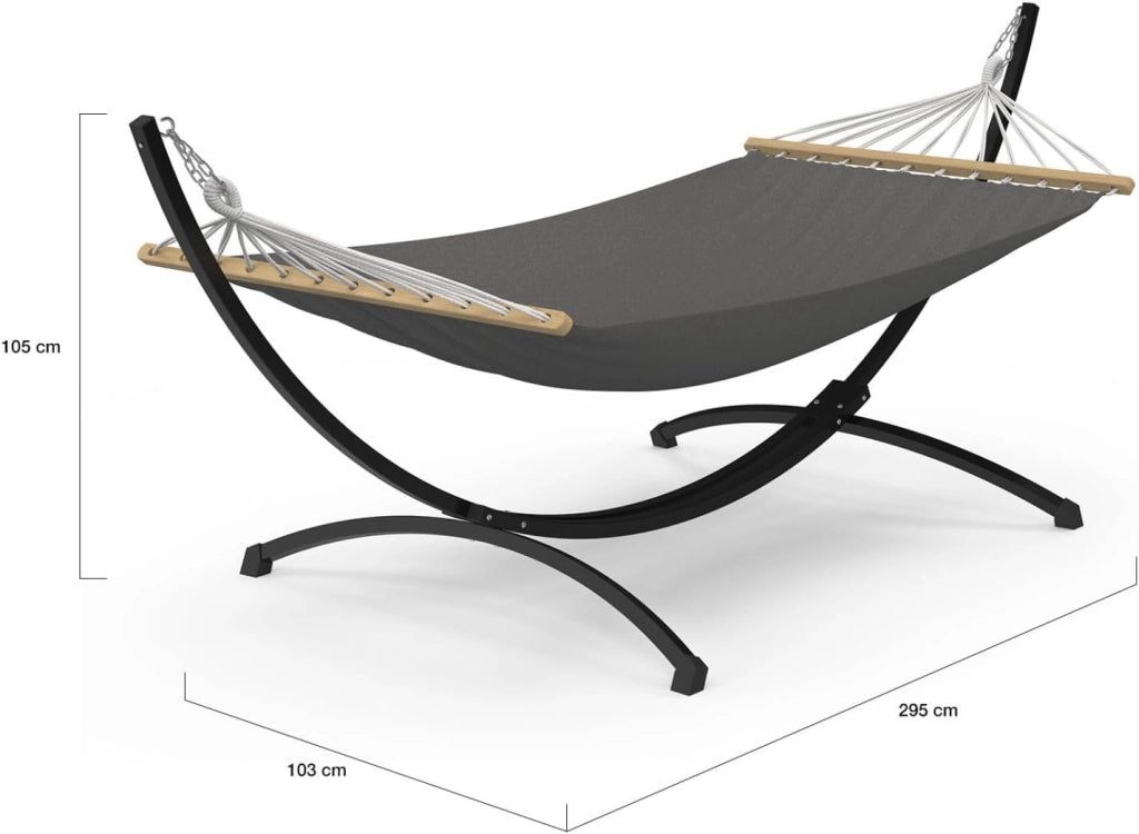 Amaca XL con supporto in metallo nero e telo grigio antracite
