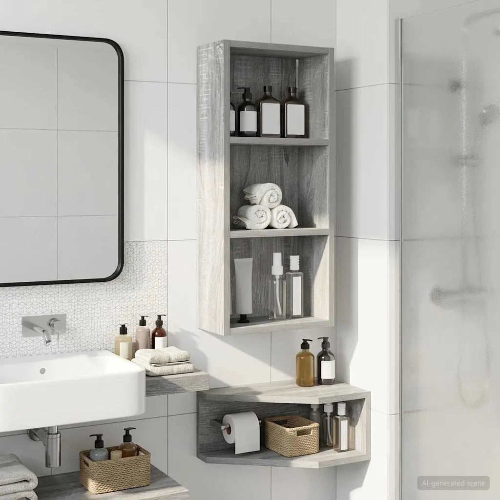 Armadio da bagno a muro Sonoma grigia 30 x 14 x 70 cm
