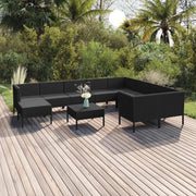 Set Divani da Giardino 11 pz con Cuscini in Polyrattan Nero cod mxl 38440