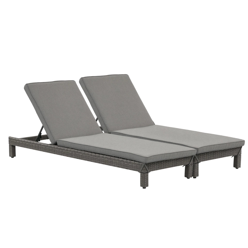 Sdraio da Giardino Set 2 ¨C Zephmum ¨C Cuscini Imbottiti Grigio Regolabili