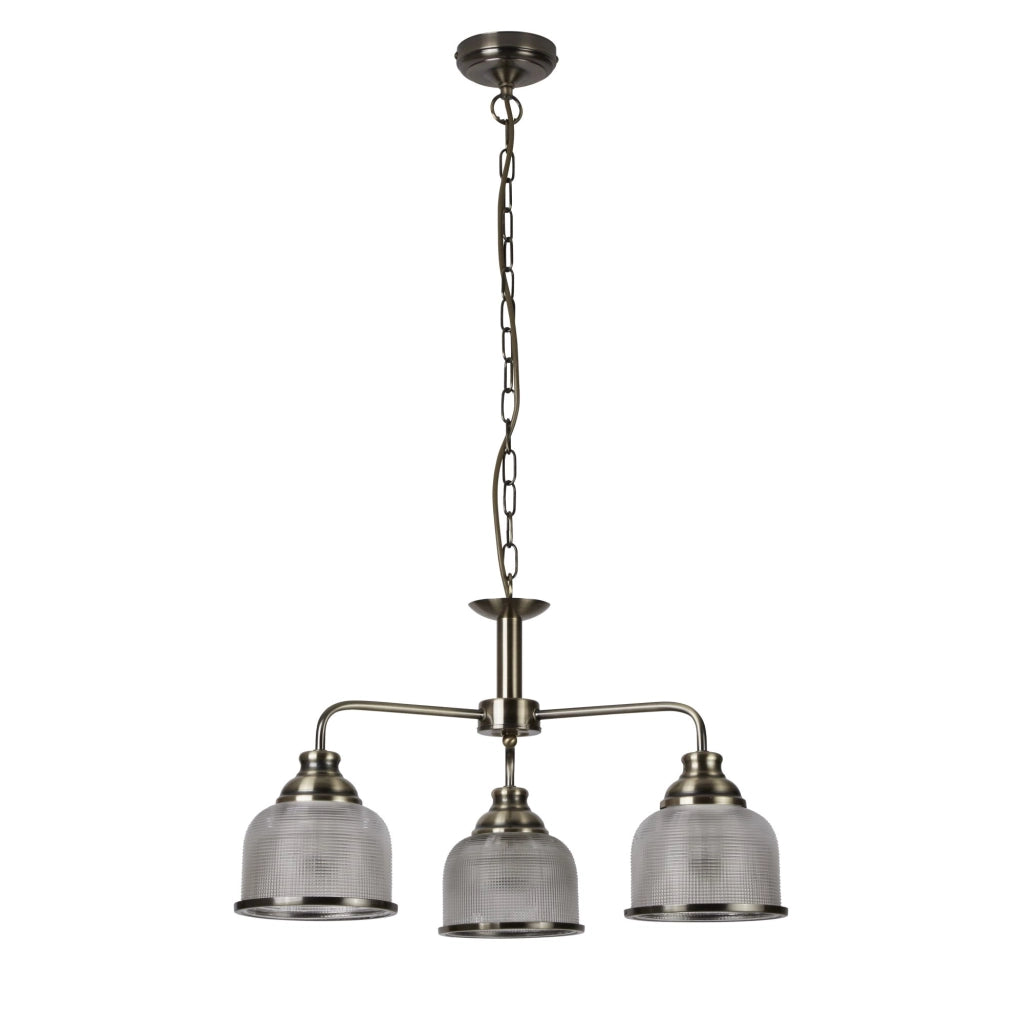 Lampadario Contemporaneo Bistrot Ii Acciaio Ottone Vetro Trasparente 3 Luci E27