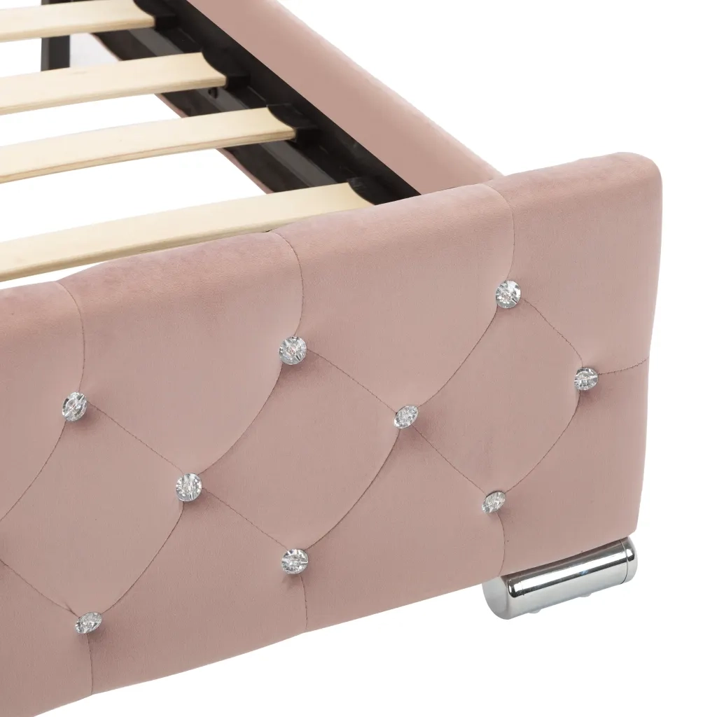 Giroletto-Struttura Letto Rosa in Velluto 140x200 cm