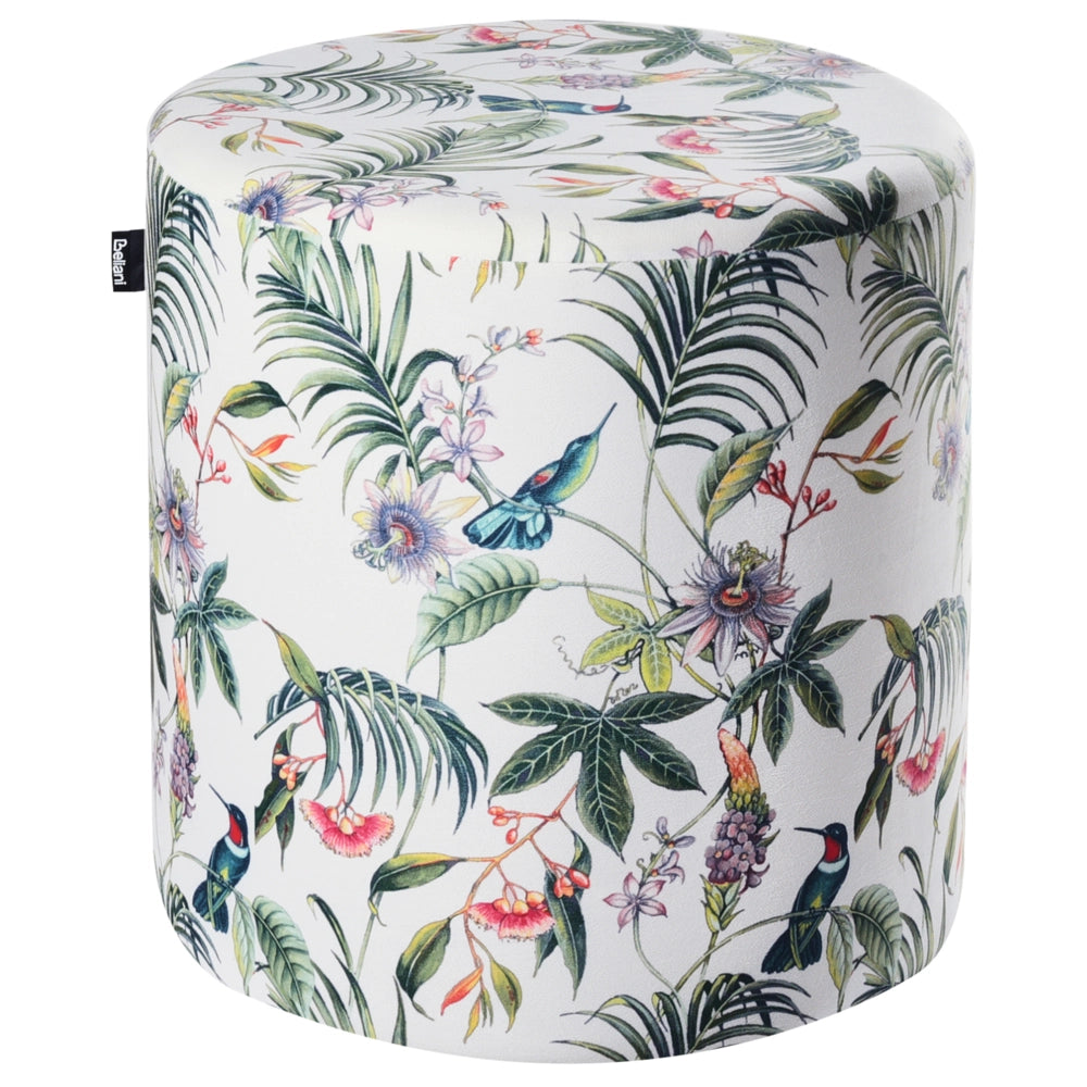Pouf ottomana poggiapiedi rotondo in velluto multicolore moderno