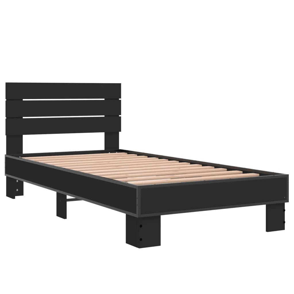 Giroletto Nero 75x190 cm in Legno Multistrato e Metallo