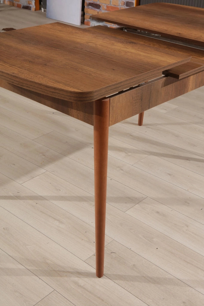 Tavolo da pranzo allungabile in legno "Barok" - 78 x 132 x 80 cm - Noce