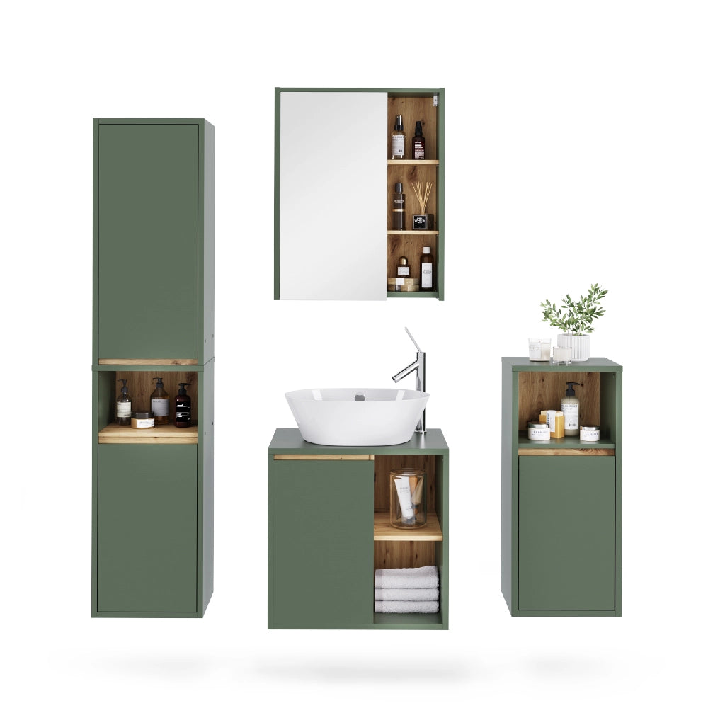 Vicco Set di mobili da bagno Verde/Artigianale 4 parti