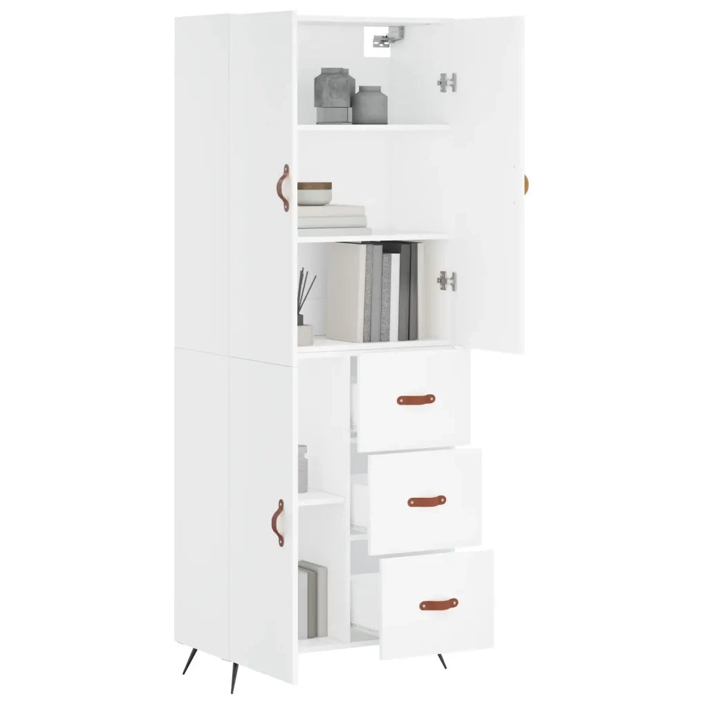 Credenza-Buffet-Armadio da cucina Bianca 69,5x34x180 cm in Legno Multistrato 970428
