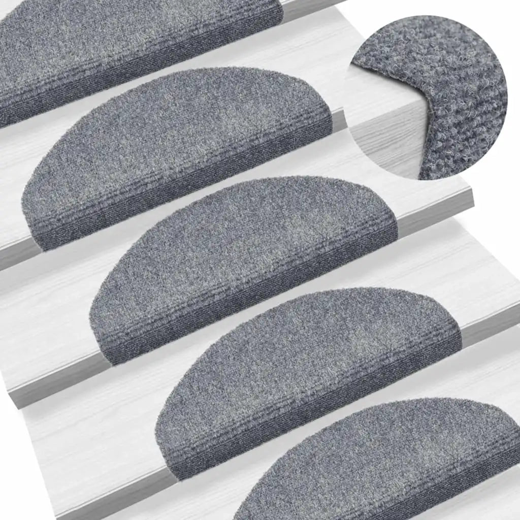 Tappetini per scale autoadesivi 30 pz 65x21x4 cm Grigio chiaro Semicircolari Grandi 3365658