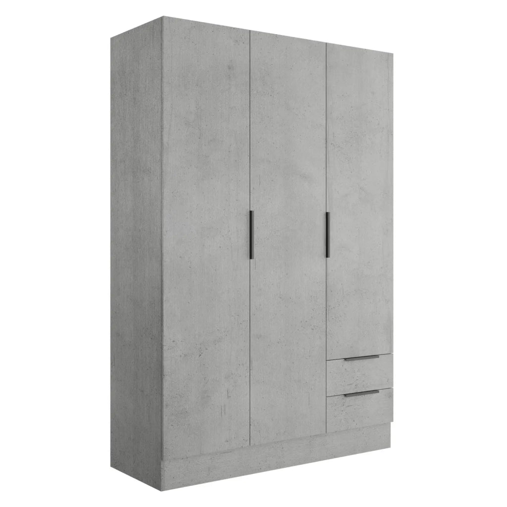 Armadio 3 ante + 2 cassetti cm 120x50 cemento