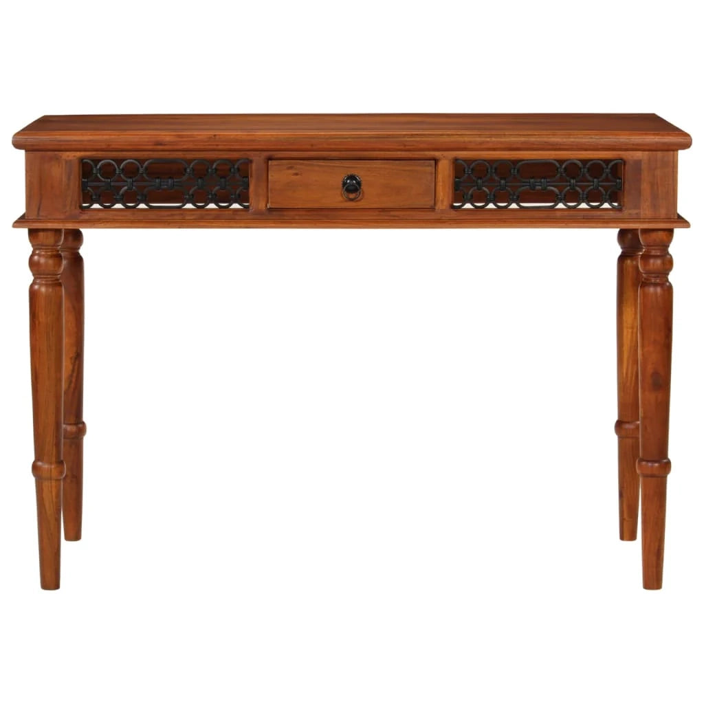 Scrivania tavolo postazione di lavoro scrivania per computer mobile da studio con cassetto 110 x 50 x 76 cm legno massello di acacia marrone 02_0023443