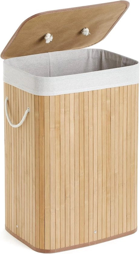 Wastebasket in bambù - pieghevole - 72 l - naturale - 40 x 30 x 60 cm