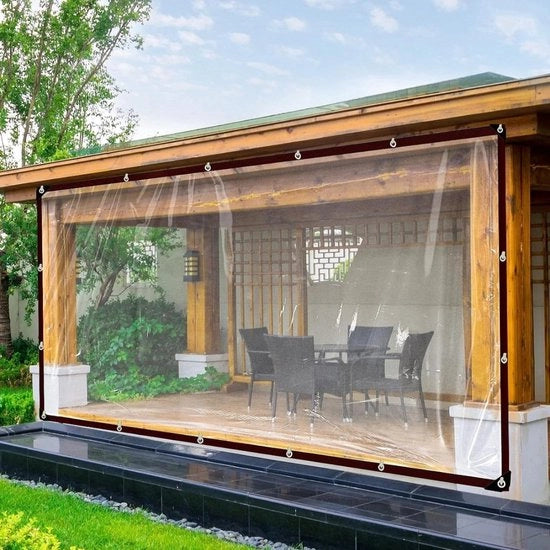Panno di copertura trasparente con occhi, grande tenda impermeabile, telo impermeabile trasparente per esterno, copertura per piante, inverno, tenda resistente al tempo, tenda ripiegabile, 2x5m