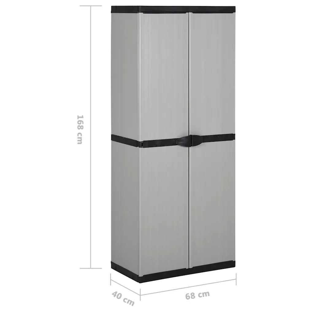 Mobiletto da giardino con 3 ripiani adatto per uso esterno 68 x 40 x 168 cm PVC grigio 02_0047064