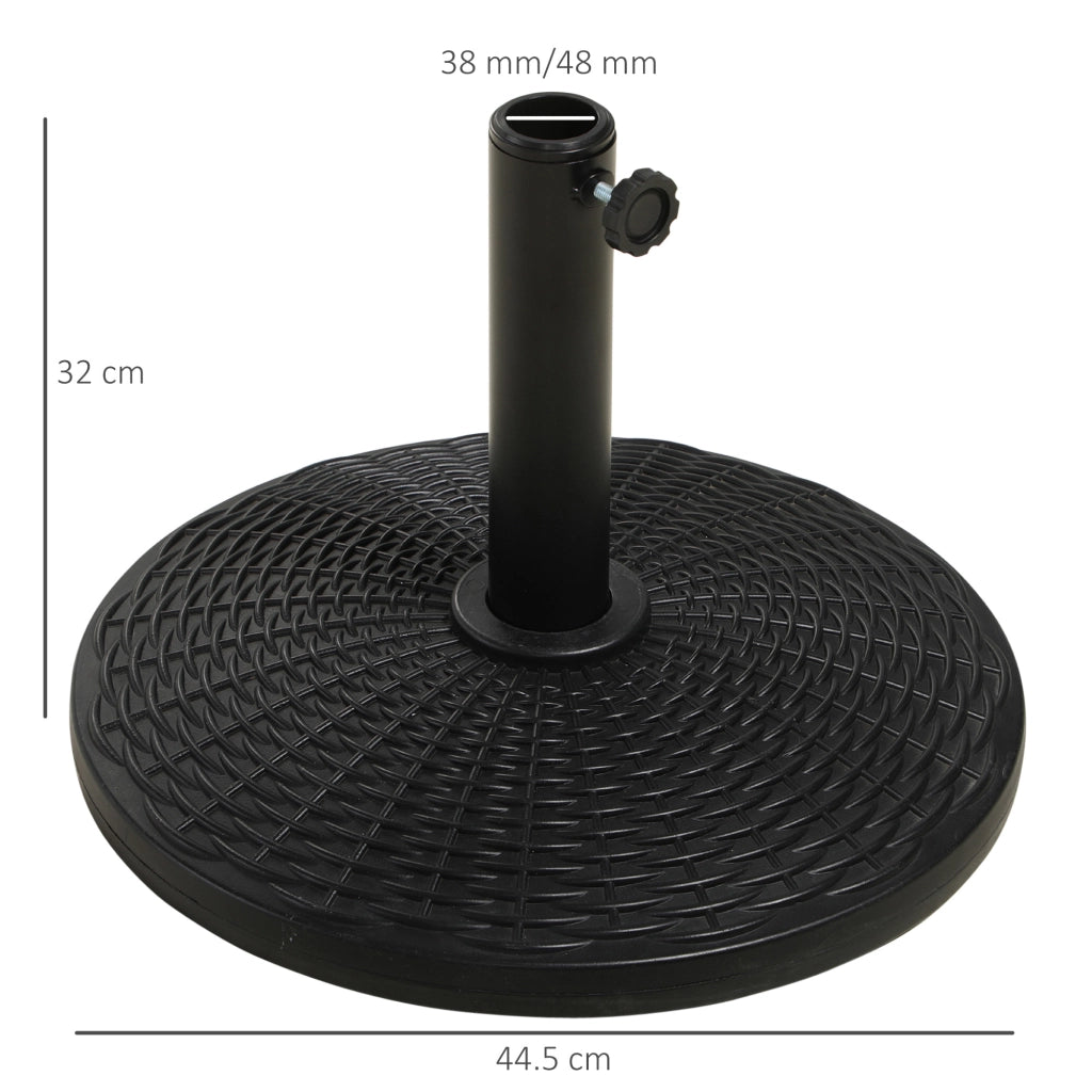 Supporto per Ombrellone Rotondo Effetto Rattan ¨C Zephmum ¨C Nero ?44.5 cm per Pali 38mm e 48mm