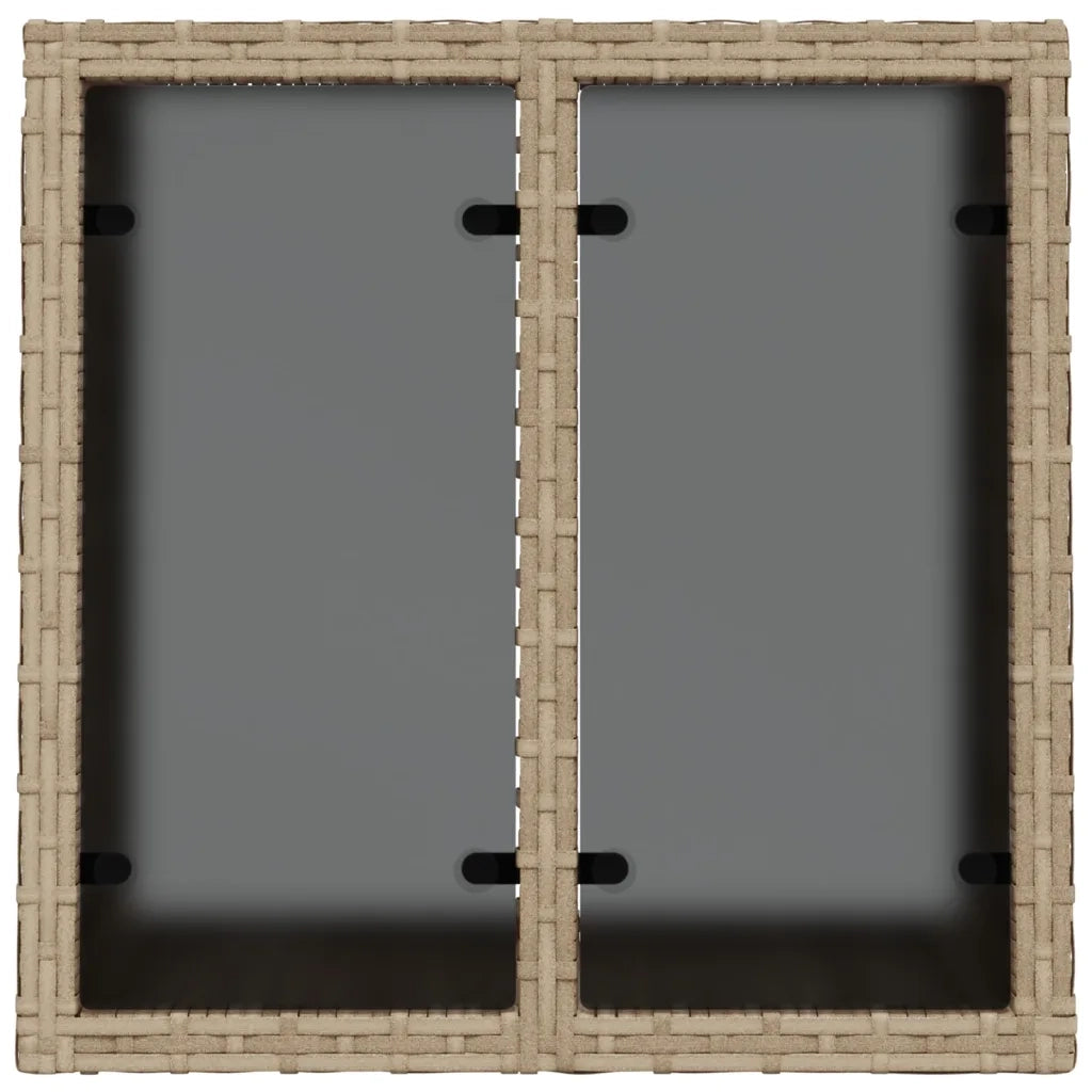 Tavolo da Giardino Piano in Vetro Beige 55x55x37 cm Polyrattan 366058