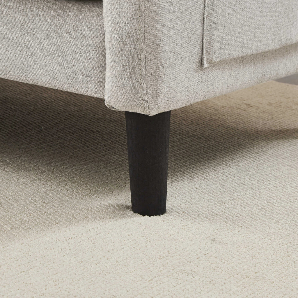 Divano angolare modulare 166x118x77 cm con chaise longue reversibile; imbottitura in schiuma; beige grigio e bianco