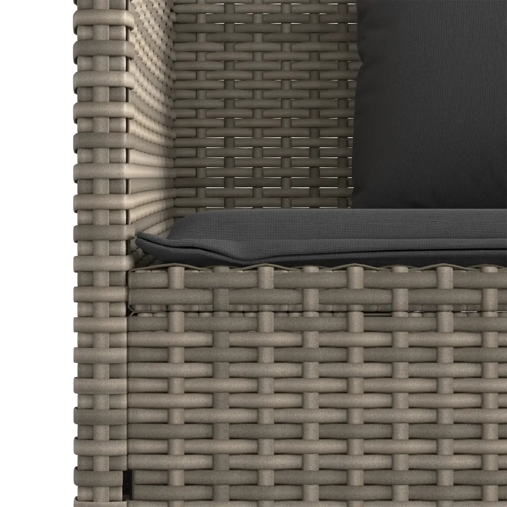 Panca da Giardino con Cuscini Grigia in Polyrattan 365763