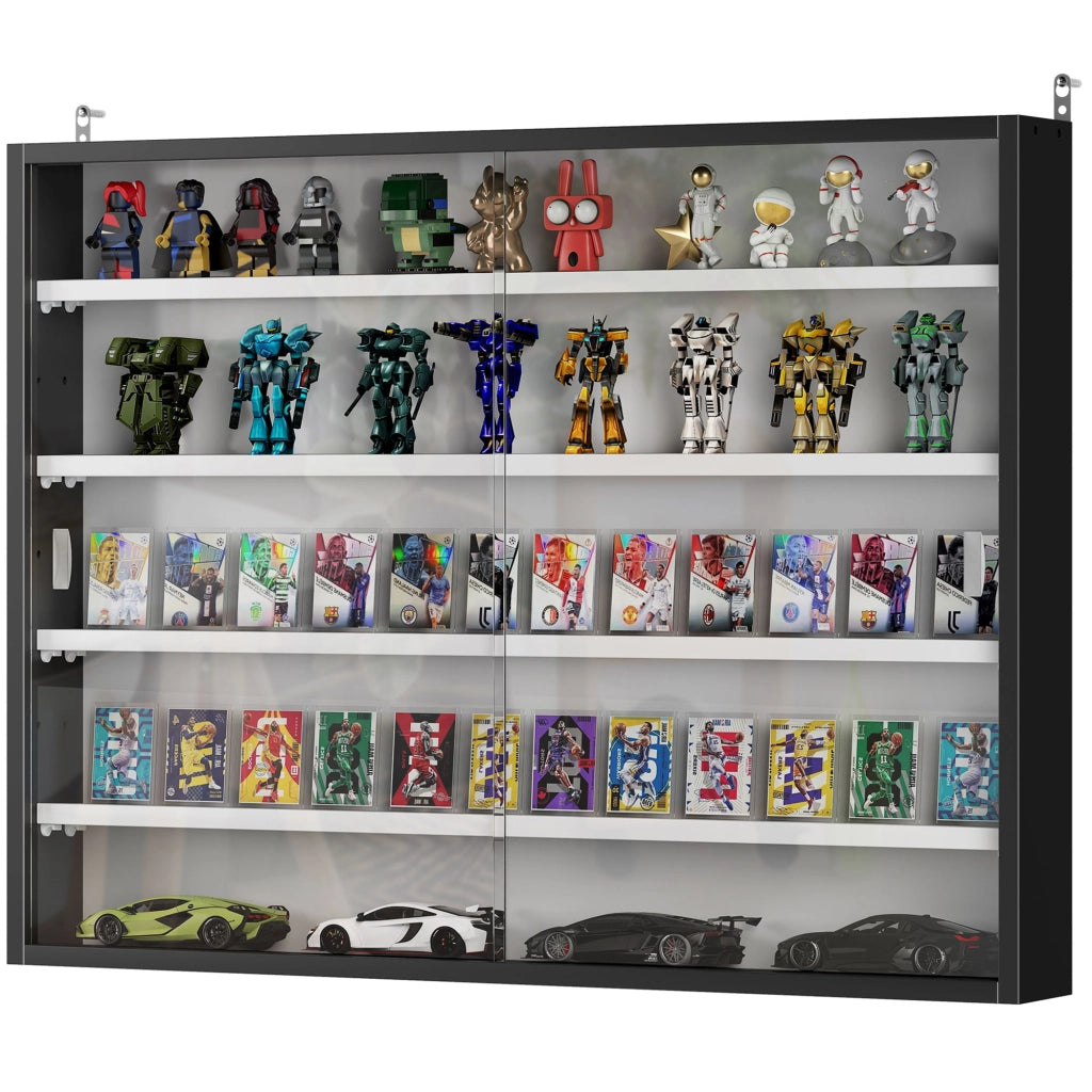 Libreria a muro con ante scorrevoli ¨C zephmum ¨C nero 80x9.5x60 cm