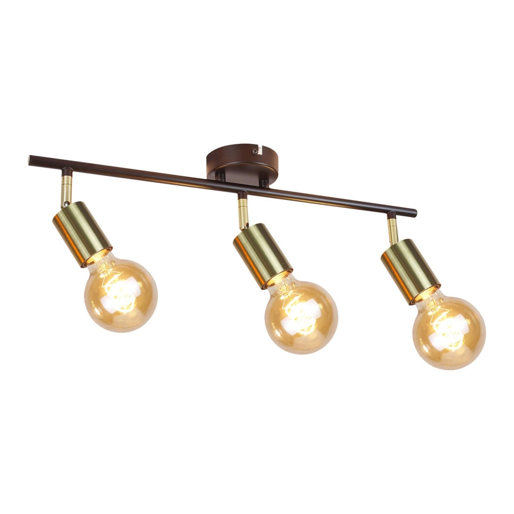 ZMH Faretto da soffitto retrò 3 luci E27 nero oro rotativi stile industriale moderno per cucine corridoi sale pranzo