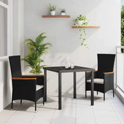 Set da Pranzo per Giardino con cuscino 3 pcs Nero 3379422