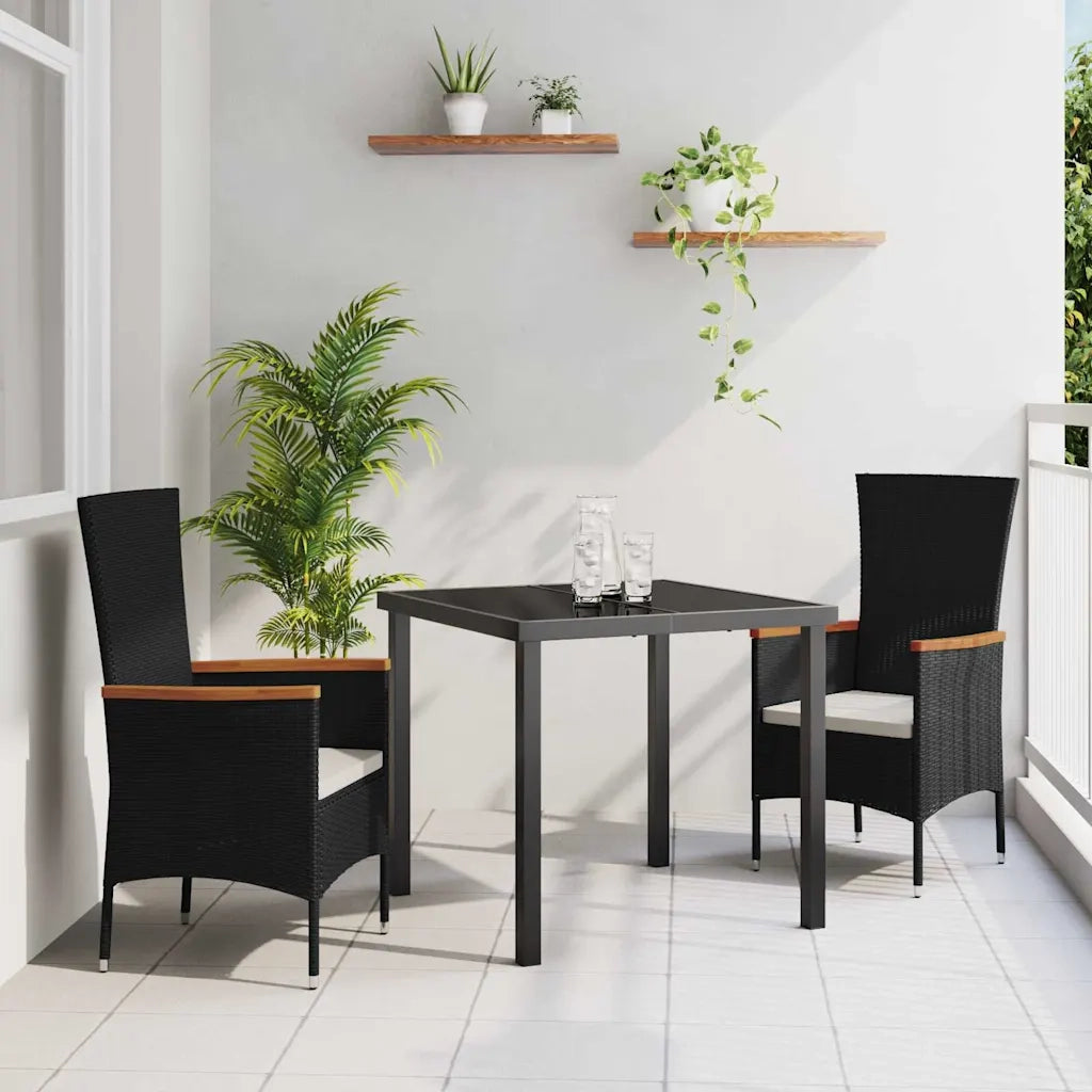 Set da Pranzo per Giardino con cuscino 3 pcs Nero 3379422