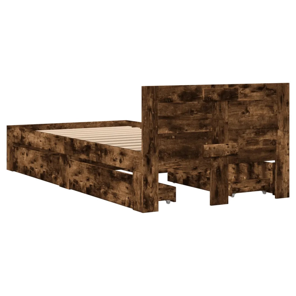 Giroletto con Testiera Rovere Fumo 90x200 cm Legno Multistrato