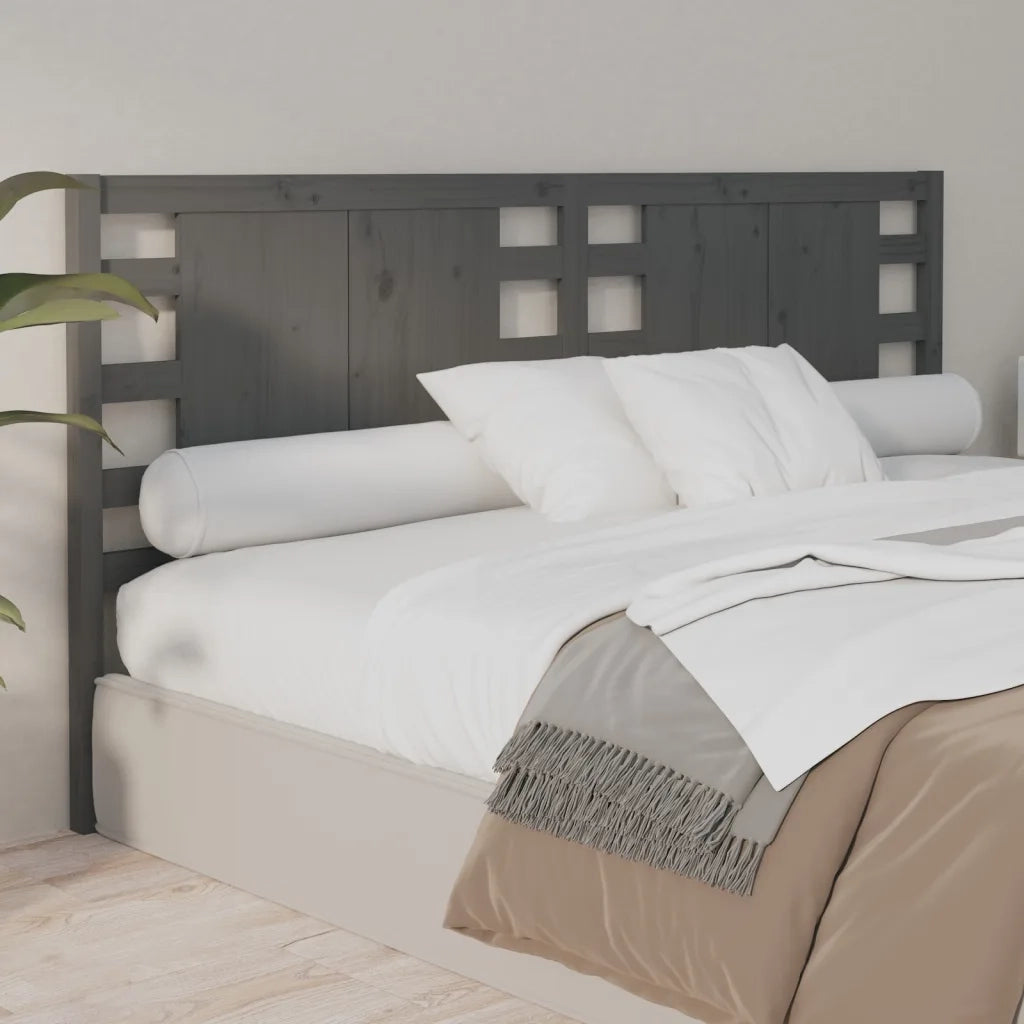 Testiera per Letto Grigia 146x4x100cm in Legno Massello di Pino 818772