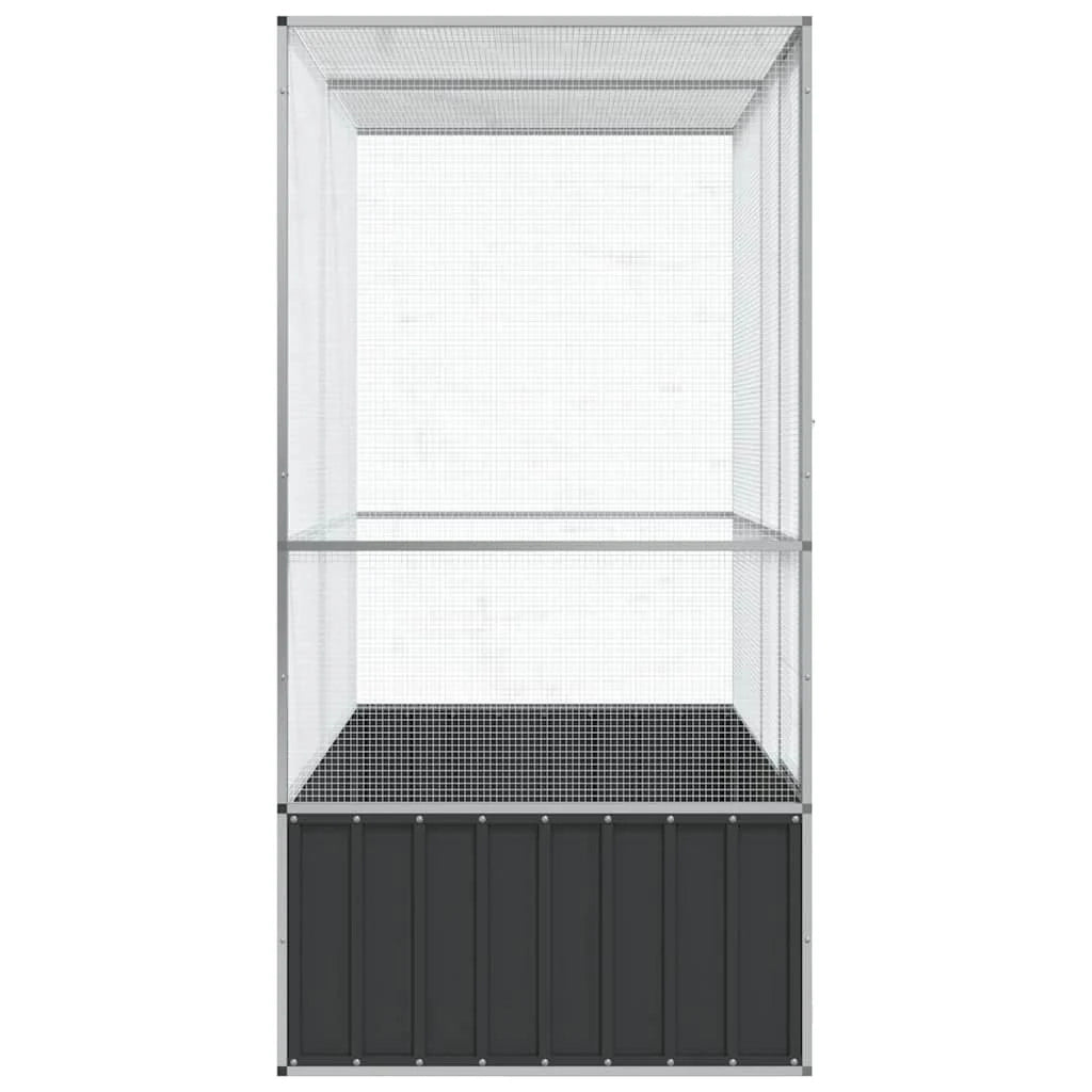 Voliera in gabbia argentata 210,5 x 107 x 212 cm acciaio Argento 02_0045638