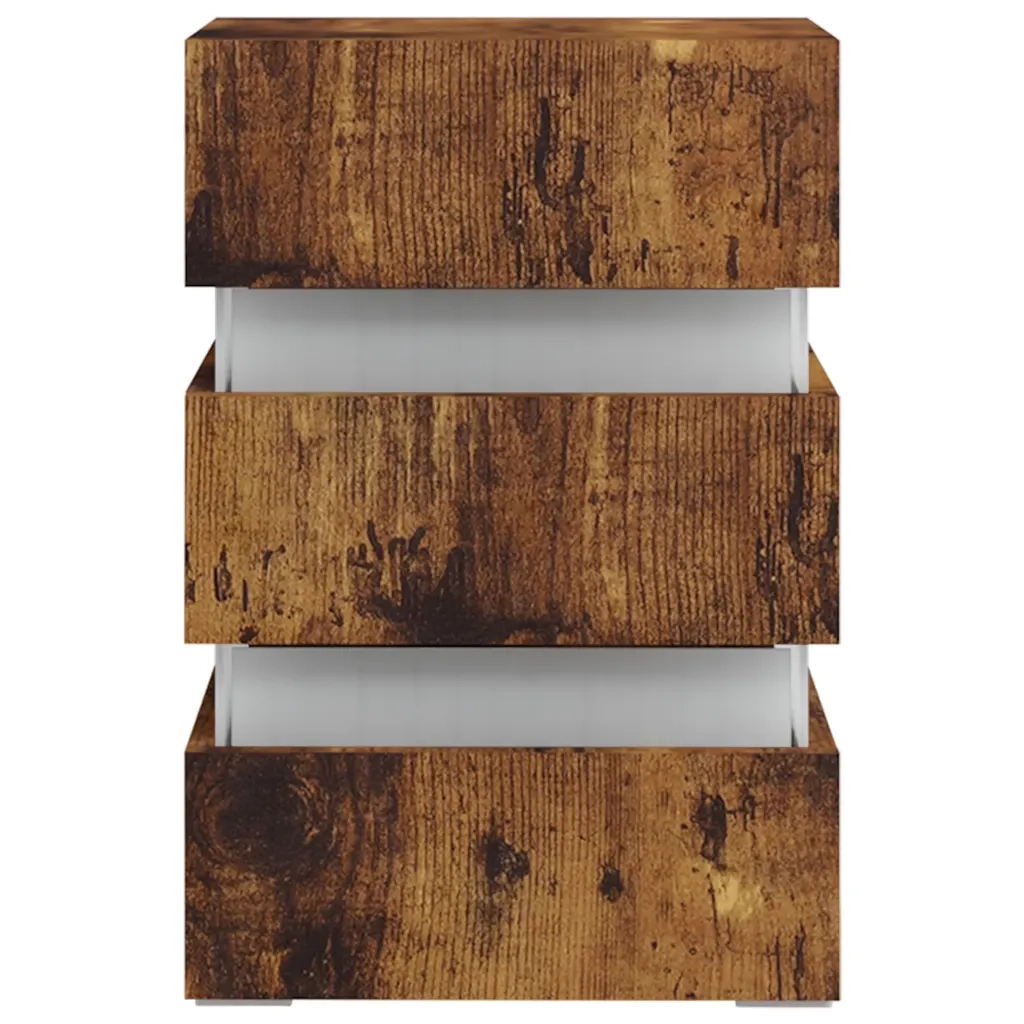 Comodino | Armadio da Notte | Mobiletto da notte con LED Rovere Fumo 45x35x67 cm in Legno Multistrato