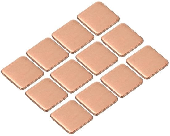 Set di supporti di raffreddamento in rame per chip elettronici 15x15x1,5mm - Raffreddamento elettronico - Set da 12 pezzi