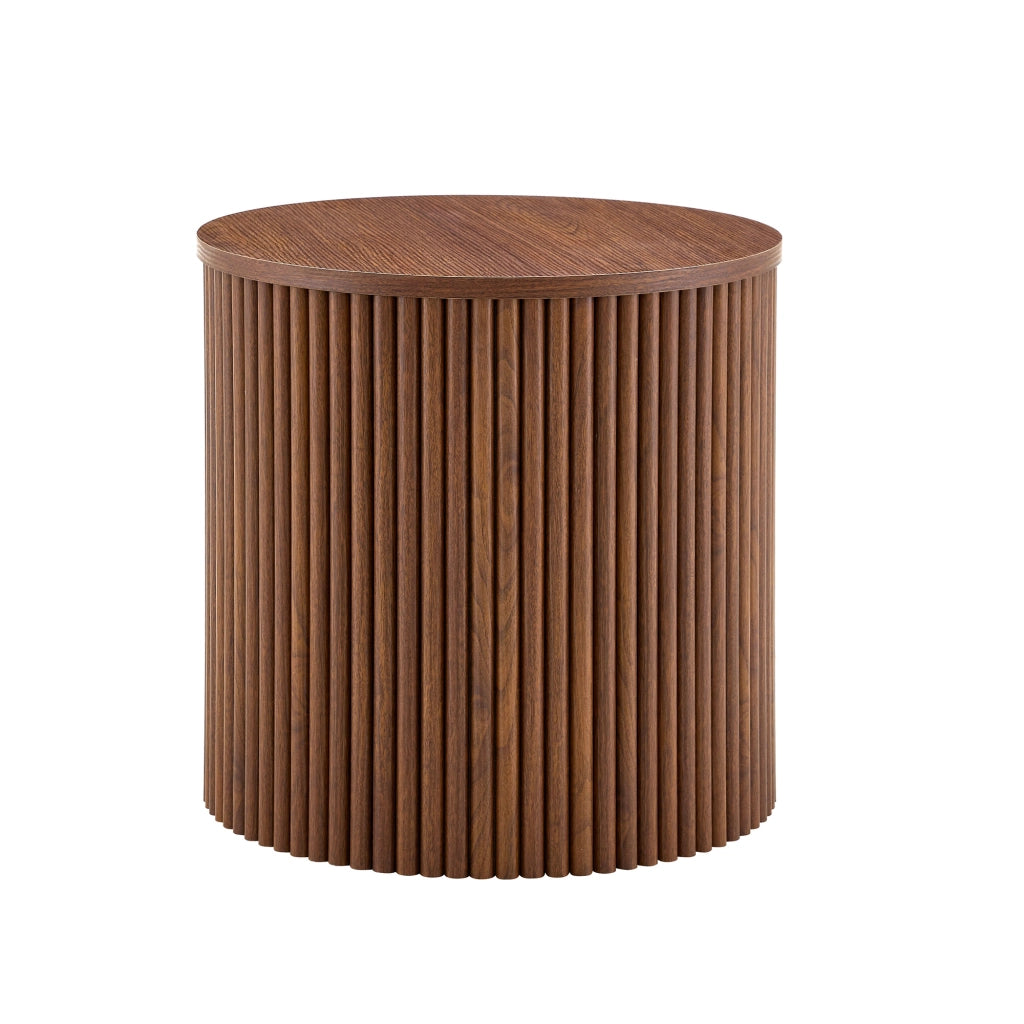 Set 2 Tavolini da Caff¨¨ Rotondi ¨C Xylo ¨C MDF Effetto Noce, Design Moderno con Ripiano