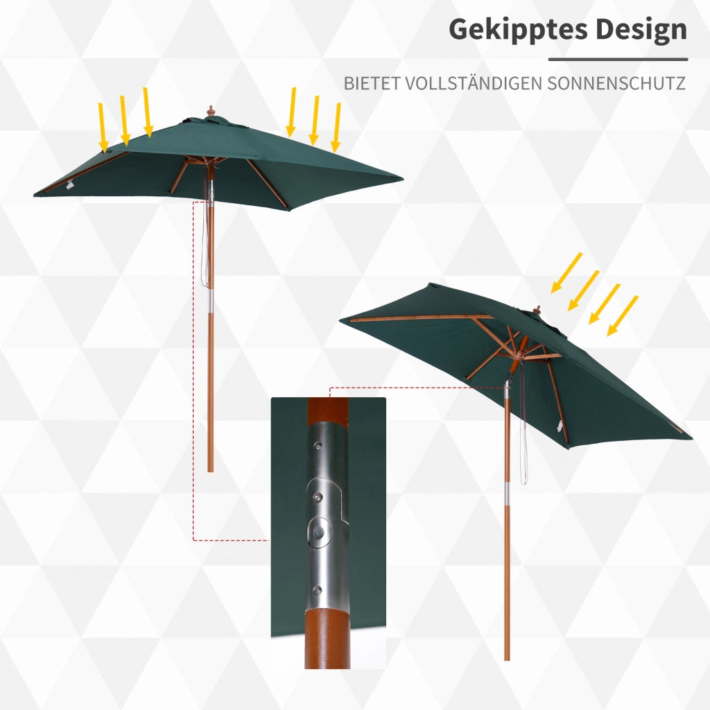 Ombrellone da giardino pieghevole rettangolare ¨C zephmum ¨C Verde 200x150x235 cm
