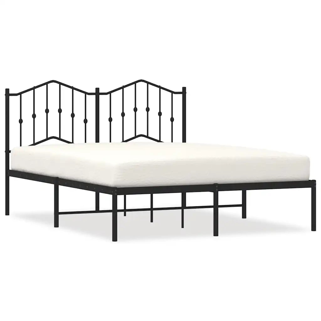 Giroletto con Testiera in Metallo Nero 135x190 cm 373788